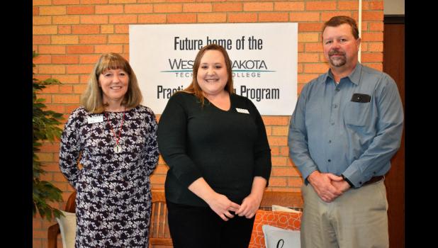 Western Dakota Technical College (WDTC) announced in Philip, S.D., today (Nov. 8.) that will begin offering Practical Nursing courses in Philip Fall Semester 2022.L-R: Ann Bolman, Ed.D., WDTC President; Kristen Hybertson, WDTC Interim Director of Nursing; and Jeff Rieckman, Haakon School District 27-1 Superintendent/Elementary Principal. Courtesy photo