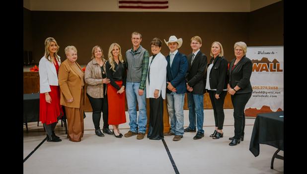 Wall Economic Development Board of Directors (Left to Right): Kendall Nelson: WEDC Executive Director, Mary Williams: WEDC Board Member & Mayor of Wall, Deni Martin: Newly Elected WEDC Board Member, Kalie Kjerstad: Retiring WEDC Board Member/Secretary, Preston Johnson: WEDC Board Member, Jackie Heathershaw: WEDC Vice President, Quinn Moon: WEDC Board Member/ High School Rep, Louis Rancour: WEDC Board Member / High School Rep, Lindsy Reagle: WEDC Board Member, Dawn Hilgenkamp: WEDC President Photo Courtesy Kendall Nelson