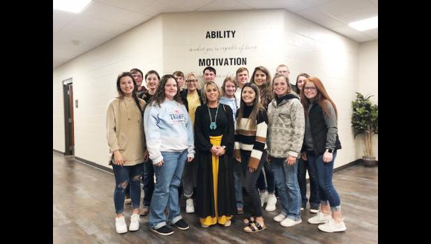 Principal Mandie Menzel with PHS National Honor Society Members: Arly Spry, Kelton Quinn, Autumn Skow, Kelcey Butler, Cass Finn, Copper Lurz, Carson Daly, Mandie Menzel, Bobbie Jarvi, Kade VanDusseldorp, Jaida Haynes, Ember Gabriel, Allison Williams, Brett Daly, McKenna McIlravy and Kamri Parsons. Courtesy photo