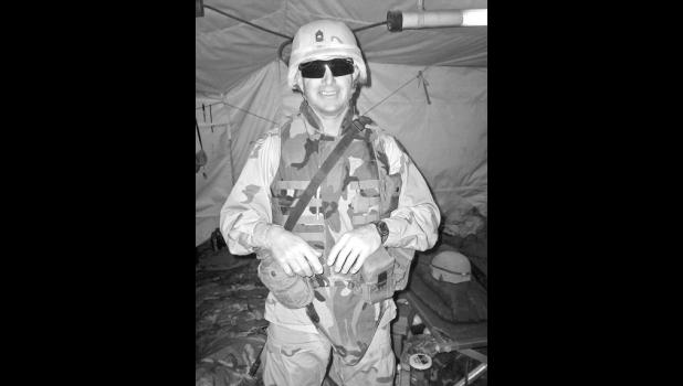 Wayne Shull pictured while in Iraq in 2004 during the Iraq War. Shull was a Master Sergeant in the Army National Guard in charge of troops that worked on Humvees, ran convoy security and were in the maintenance pool. He was there for 14 months.