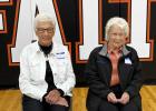 FHS Class of 1955 ... Celebrating 70 years is Iris (Carmichael) Day and Cleo (Collins) DeKnikker. Photo courtesy Marilyn Palmer